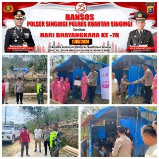 Kapolsek Singingi dan Bhayangkari Polsek Singingi Gelar Bansos Dalam Rangka Memperingati HUT Bhayangkara ke-78