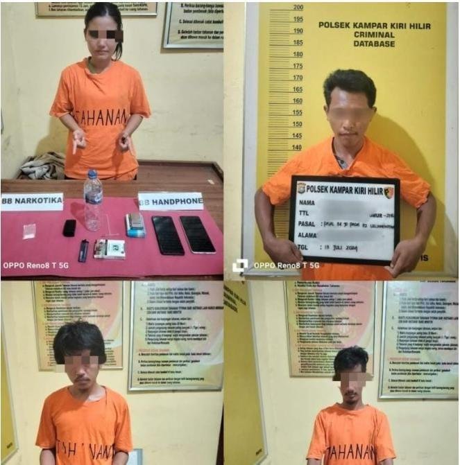 Suami Istri Dan 2 Pelaku Narkoba Ditangkap Polsek Kampar Kiri Hilir