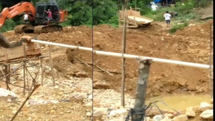 Aktivitas Tambang Emas Ilegal Menggunakan Alat Berat Excavator Yang Menghancurkan Kawasan Hutan Lindung Bukit Tabandang Desa Lubuk Ambacang