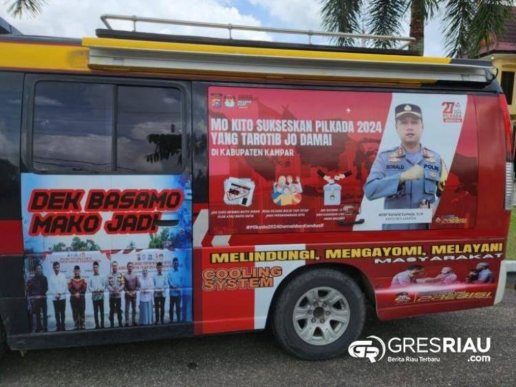 Satbinmas Polres Kampar Pasang Stiker Himbauan Di Mobil Operasional ! AKP Marupa Sibarani : Cooling Sistem Pilkada 2024 Damai dan Lancar