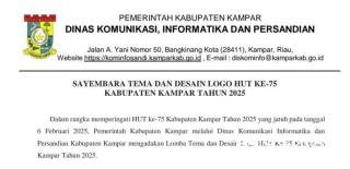 Kabupaten Kampar Gelar Sayembara Logo HUT Ke-75, Hadiahnya Uang Tunai dan Piagam