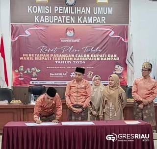 KPU Kampar Tetapkan Ahmad Yuzar - Misharti Sebagai Bupati dan Wakil Bupati Terpilih Pilkada 2024