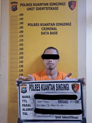 Tim Mata Elang Sat Res Narkoba Polres Kuansing Bekuk Pengedar Sabu di Desa Sumber Datar