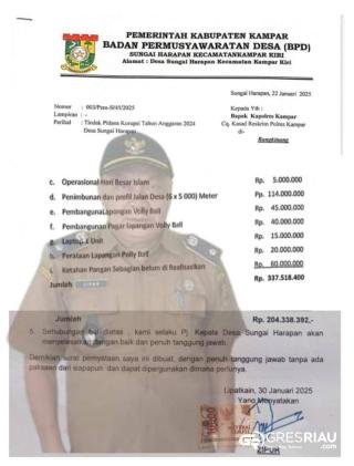 Polemik Dugaan Korupsi Dana Desa Sungai Harapan, Begini Kata Masyarakat dan Pemerintahan Desa !