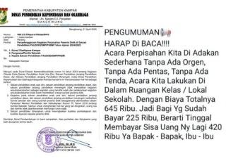 Modus Perpisahan Sederhana Diduga Biaya Capai Ratusan Ribu Rupiah Permurid, Korwil Kampar Kiri Tengah Minta Waktu Pembinaan !!