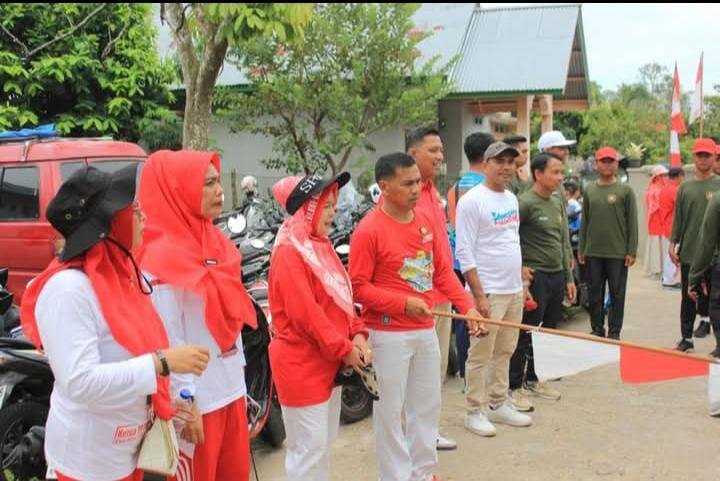 Lomba Jalan Santai Warnai Peringatan HUT ke-80 RI di Kecamatan Pangean di Pantai JaiJai Raok