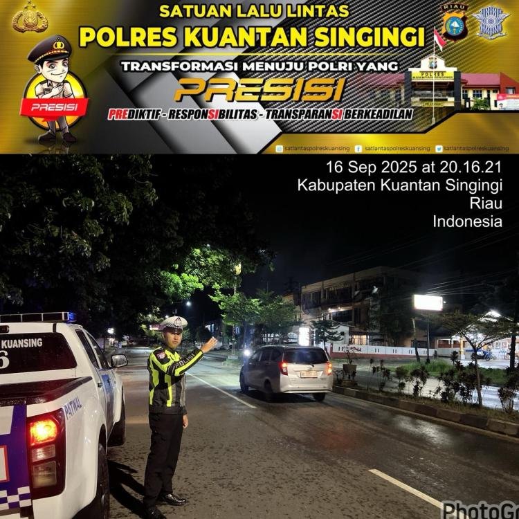 Sat Lantas Polres Kuansing Gelar Patroli Blue Light Antisipasi Balap Liar, Laka Lantas dan C3
