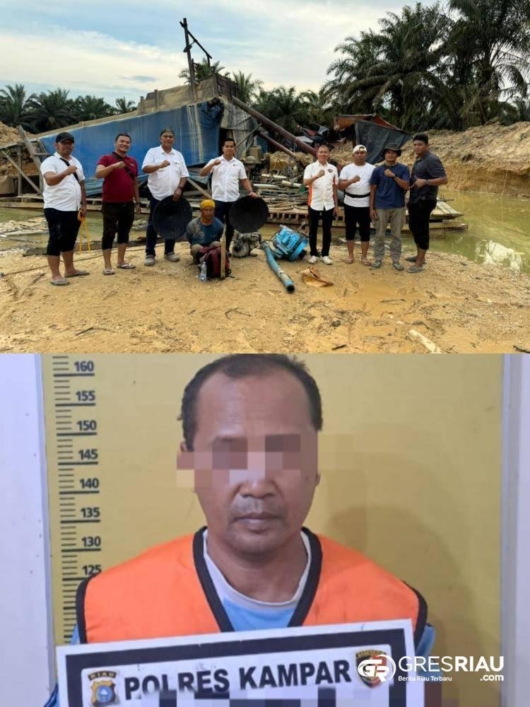 Satreskrim Polres Kampar Tangkap Satu Pekerja Tambang Emas Ilegal, dan Bagaimana Pemilik Rakit?