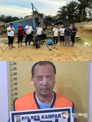 Satreskrim Polres Kampar Tangkap Satu Pekerja Tambang Emas Ilegal, dan Bagaimana Pemilik Rakit?