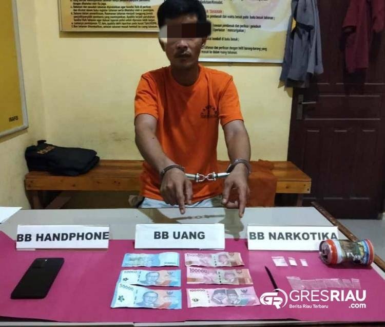 Polsek Kampar Kiri Hilir Tangkap Pelaku Narkoba, Sabu-sabu 1,64 Gram di Amankan!