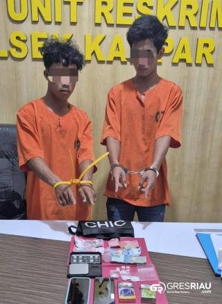 Polsek Kampar Kiri Tangkap Dua Pelaku Narkoba di Desa Gunung Mulya