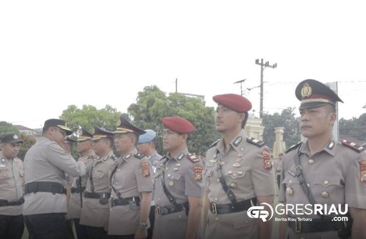 Kapolres Pimpin Sertijab Kasat Reskrim dan Tiga Kapolsek Jajaran Polres Kampar