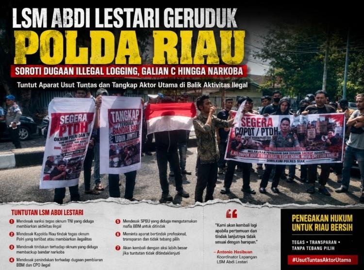 LSM Abdi Lestari Desak Polda Riau Usut Dugaan Illegal Logging, Galian C hingga Narkoba